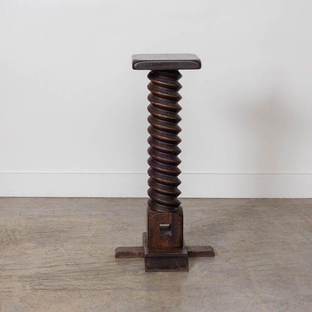 1940s French Twisted Wood Pedestal Table For Sale - Image 4 of 12