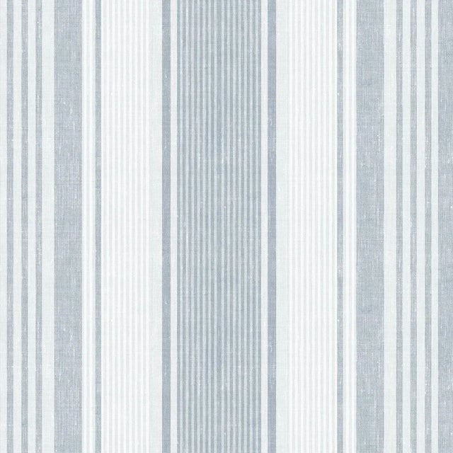 Sample - Borastapeter Linen Stripe Wallpaper in Blue For Sale