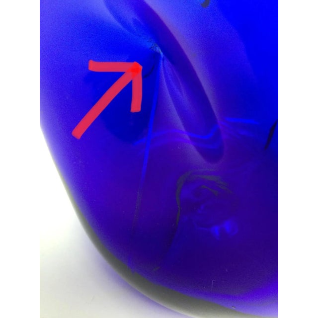 1950s Cobalt Blue Glass Hand Blown Heavy Carafe For Sale - Image 12 of 13