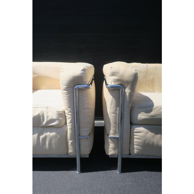Late 20th Century Lc2 Style Modernist Chrome Armchairs Pair, Circa Late 20th Century For Sale - Image 5 of 16