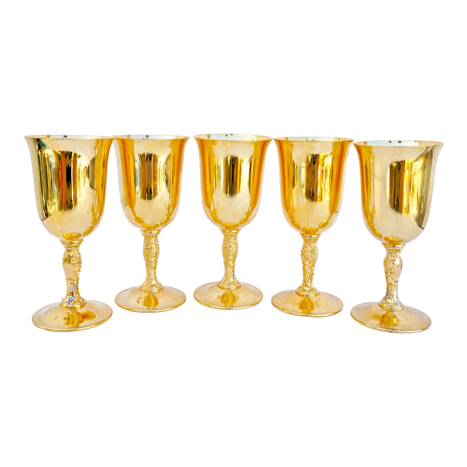 Vintage 24 Kt. Gold Plated Wine Goblets Set of 5 Chairish