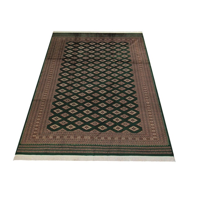 Tribal Bokhara Green/Taupe Hand Knotted Wool Rug For Sale - Image 4 of 9