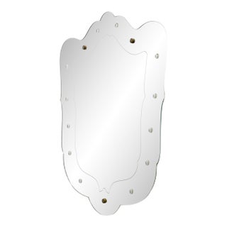 Sinuous Etched Shield Shaped Italian Mirror For Sale