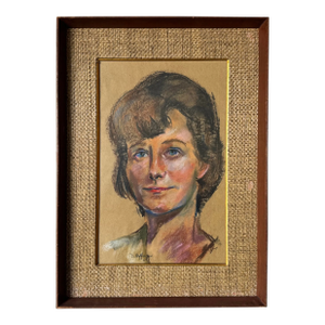 Irwin D. Hoffman (American, 1901 – 1989) Pastel Woman Portrait Painting, Framed