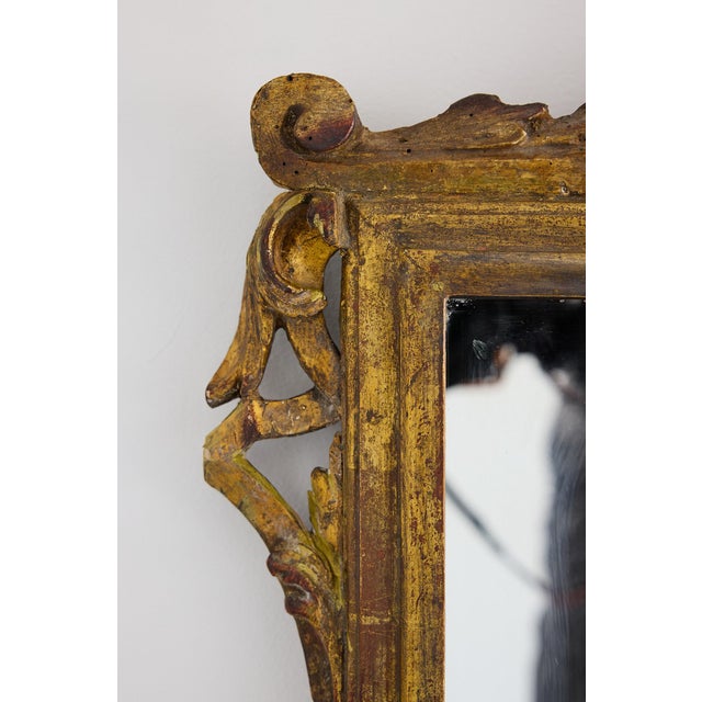 Italian Carved Giltwood Mirror With Acanthus Pediment, 19th Century For Sale - Image 4 of 12