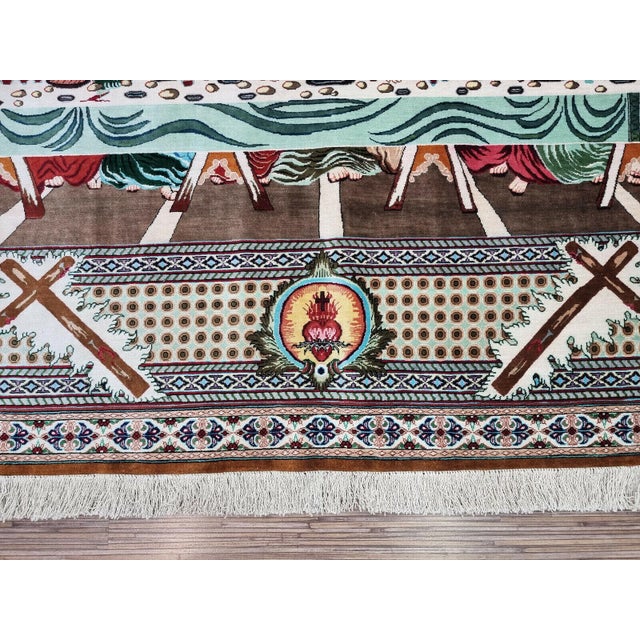 Handmade Vintage Persian Style Qum Silk Rug 4.4' X 6.2', 1970s For Sale In New York - Image 6 of 11