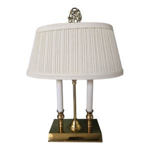 Vintage Brass Bouillotte Style Double Candle Lamp