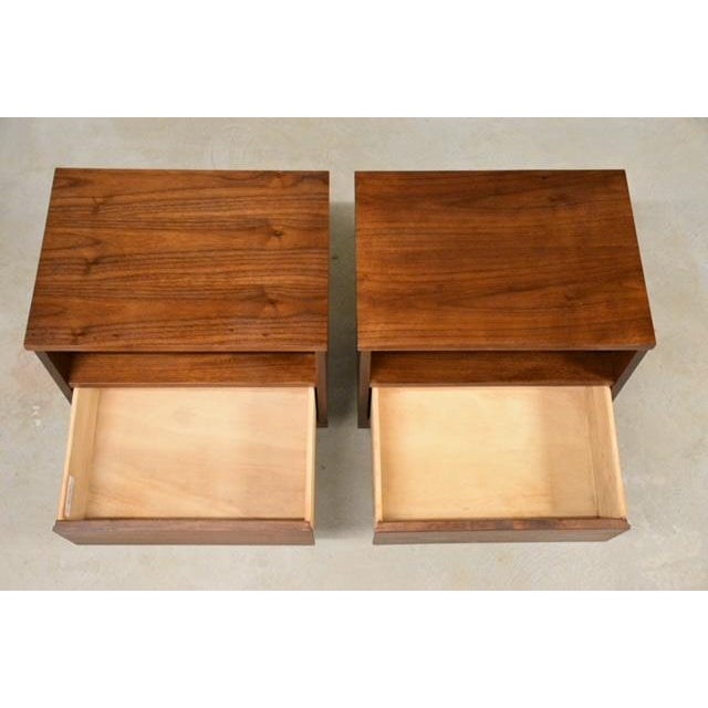 1960s Refinished Walnut Nightstands by Stanley Furniture - A Pair For Sale - Image 9 of 9