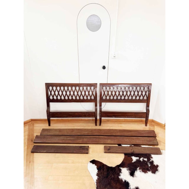 Auburn 1940s Pair of Italian 2 Twin / 1 King Bedframe in Walnut With Stunning Carved Detail For Sale - Image 8 of 12