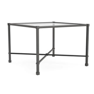 Brown Jordan Venetian 26" Square Occasional Table - Glass Top, Textured Pewter frame For Sale
