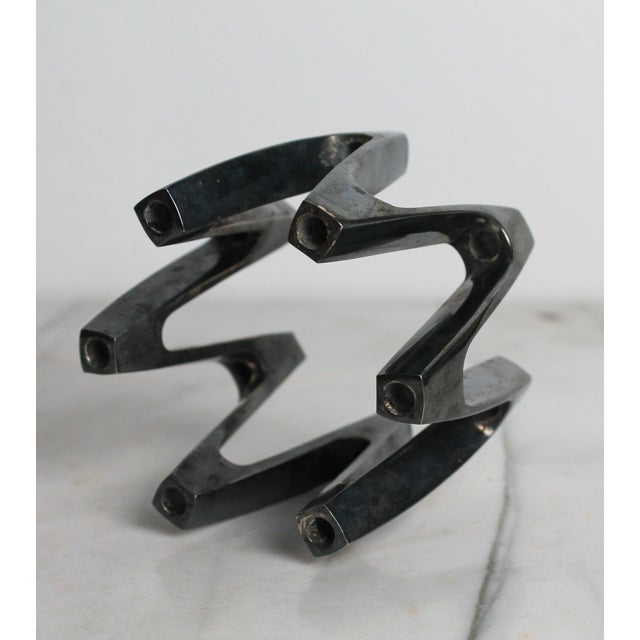 Metal Dansk Danish Modern Sterling Silver Plate Candelabra Made in France For Sale - Image 7 of 9