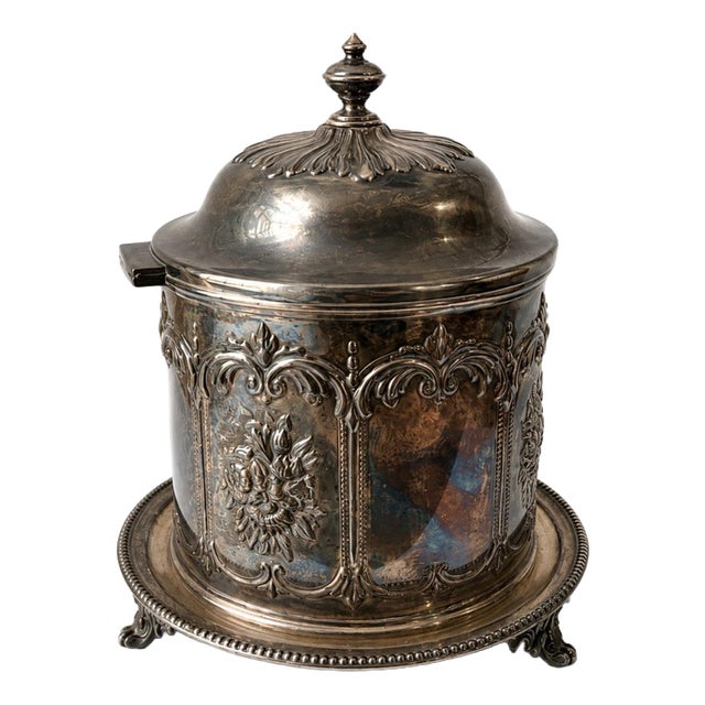 Silver-Plating Biscuit Tin from Thomas Woolley, 19th Century For Sale