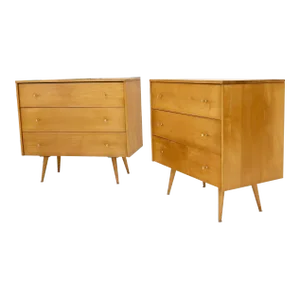 Pair of Refinished Paul McCobb Three Drawers Dressers Planner Group Tapered Legs