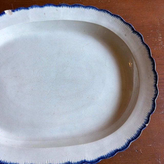 Early 19th Century Large Antique Pearlware Blue Feather Edge Platter For Sale - Image 5 of 17