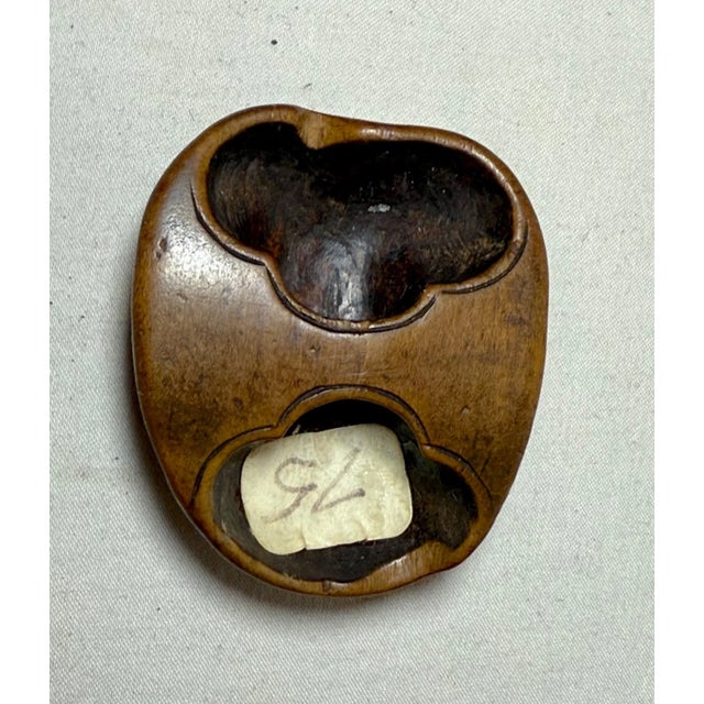 Antique Japanese Hand Carved Boxwood Netsuke Noh Mask Hyottoko Sculpture For Sale - Image 9 of 10