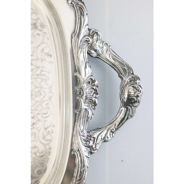 Metal Vintage Gorham Silver Plate Footed Rectangular Serving Tray With Handles For Sale - Image 7 of 12
