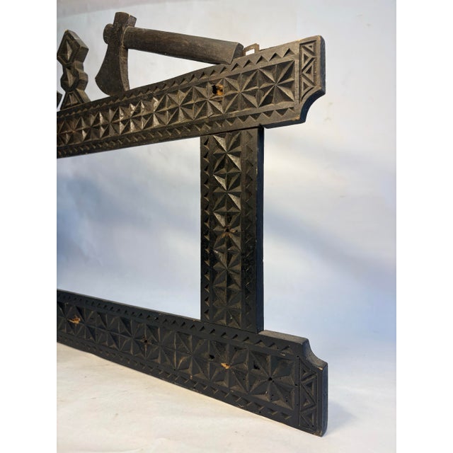 Early 20th Century Antique Chip-Carved Tramp Art Frame Axe Motif For Sale - Image 5 of 11