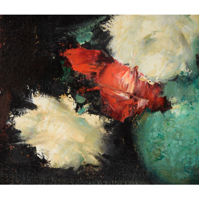 Vase Of Roses Still Life - Original Impressionist on Board Original oil still life painting of a vase of colorful roses by...
