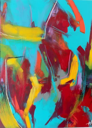 "Intrusion" Contemporary Abstract Mixed-Media Painting by Jakki Jandrell