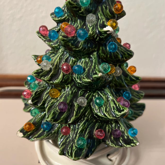 Vintage Ceramic Light Up Christmas Tree, Marked ‘84 For Sale - Image 9 of 12