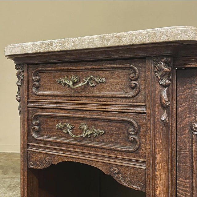 Antique French Louis XV Display Buffet With Travertine Top For Sale - Image 15 of 18