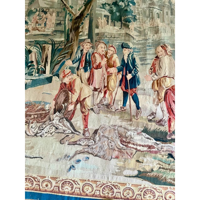 Textile Large Vintage French Hand-Woven Colorful Tapestry For Sale - Image 7 of 12