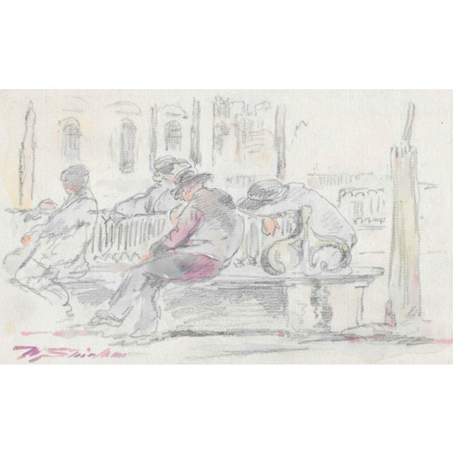 Antique Walter Shirlaw Seville Spain Plaza Scene For Sale - Image 4 of 4