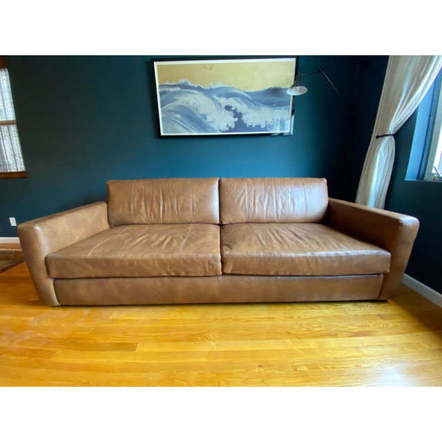 Arhaus Leather Sofa & Ottoman Chairish