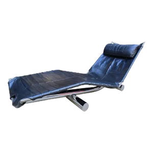 1970s Chariot' Leather Chaise Lounge by Paul Tuttle for Strassle International