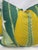 Custom pair of 22" pillows covered in Schumacher "Tropical Isle" in color green on ivory linen. These pillows are self...