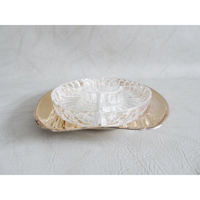 Mid-Century Modern Silver Plated Tray with Crystal Glass Serving Bowls from HKE, Set of 6 For Sale - Image 3 of 11