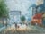 This artwork is an original oil painting by American artist Caroline Burnett depicting a classic Parisian street scene...