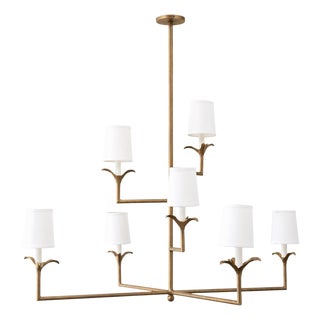 Aged Gold Lily Stems Chandelier For Sale