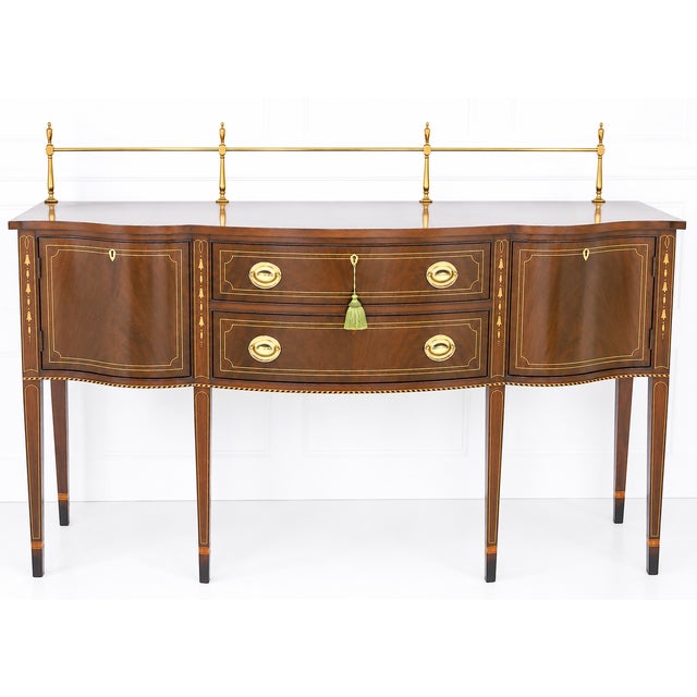 Wood Stickley Federal Mahogany Sideboard W. Brass Gallery For Sale - Image 7 of 18