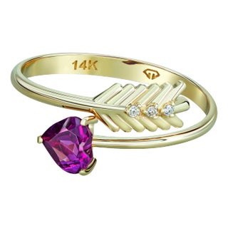 Heart and Arrow Ring Heart Garnet Ring For Sale