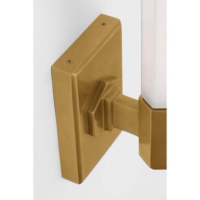 Traditional Chapman & Myers for Visual Comfort Signature Hawthorne 13" Single Bath Light in Antique-Burnished Brass with White Glass For Sale - Image 3 of 6