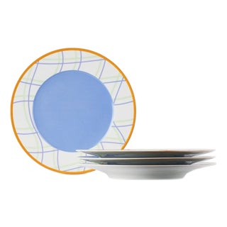 Misette Grid Porcelain Dinner Plates, Set of 4 For Sale