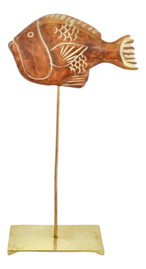 Sarreid 8" Carved Wood Fish & Stand