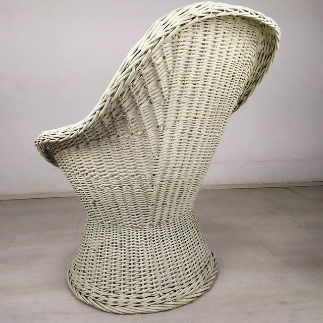 Set of Vintage White Rattan Armchair and Table For Sale - Image 4 of 18