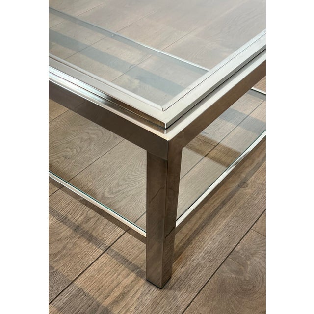 Large Chrome Coffee Table. French Work. Circa 1970 For Sale - Image 6 of 15