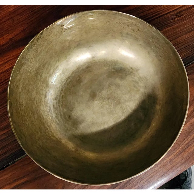 Bronze Beautiful Handmade Thai Polished Bronze Bowl & Polished Bronze Utensil Set - 3 Pc. Set For Sale - Image 8 of 13