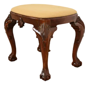 Baker Furniture Historic Charleston Chippendale Carved Mahogany Stool or Ottoman
