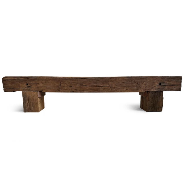 Vintage Rustic Old Railway Wood Beam Bench For Sale - Image 4 of 7