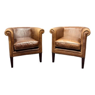 Club Chairs in Sheep Leather from Laura Ashley, Set of 2 For Sale