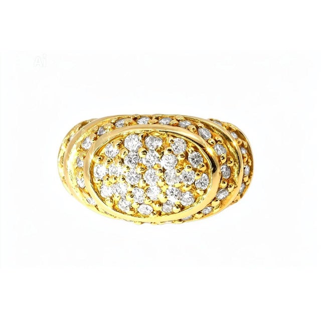 Mid 20th Century 14k Yellow Gold Diamond Designer Tiered Dome Band Ring, Size 6.75 For Sale - Image 4 of 4