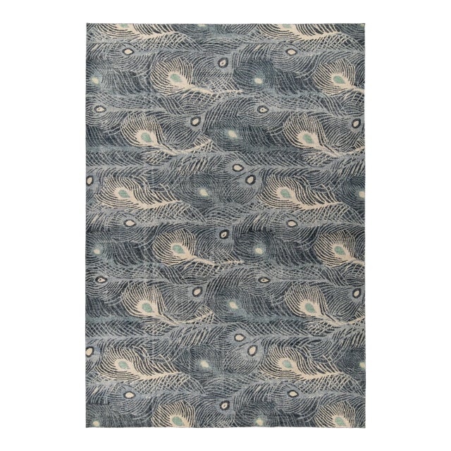 Rug & Kilim’s Plume Rug in Blue, 4x6 For Sale