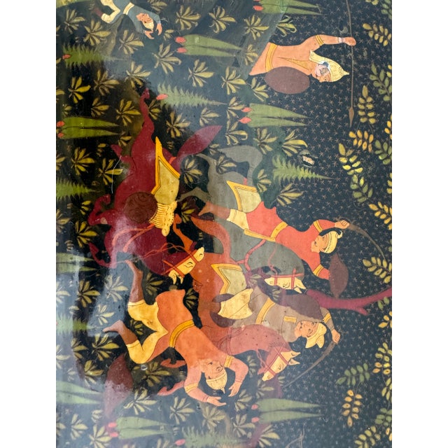 1920s Kashmir Hand Painted Paper Mache Box For Sale - Image 4 of 10