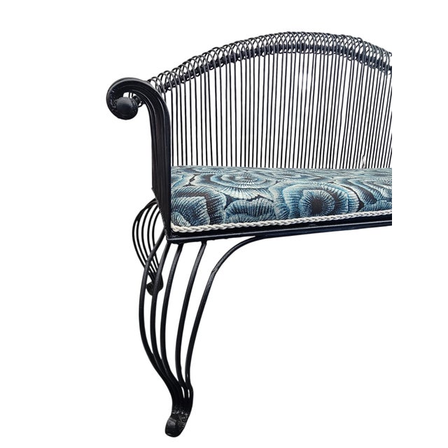 1960s French Country Wrought Iron Garden Bench For Sale - Image 5 of 8