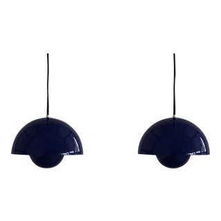 Mid-Century Modern Verner Panton 1´st Edition Flowerpot Pendant Lights for Louis Poulsen, Denmark - a Pair For Sale