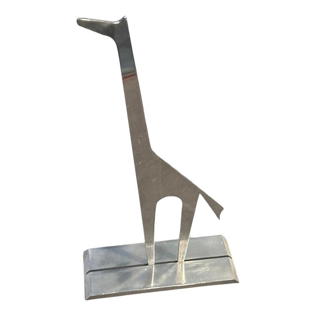 1990s Minimalist Silver Plated Sculpture La Giraffa by Lino Sabattini For Sale